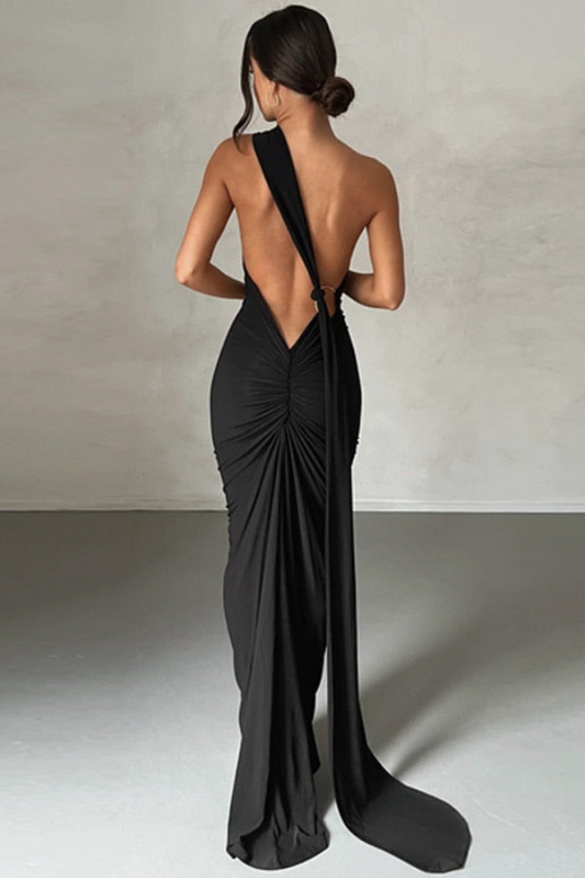 Natalie Oblique Shoulder Maxi Dress